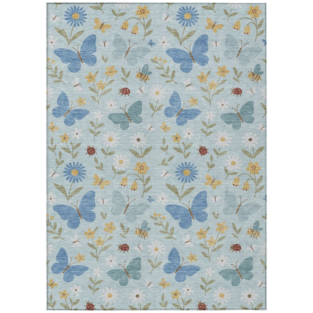 Machine Washable Indoor/Outdoor Chantille ACN2618 Blue 3' x 5' Rug. Picture 1