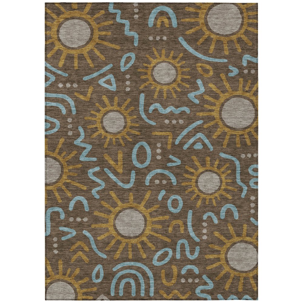 Machine Washable Indoor/Outdoor Chantille ACN2620 Brown 3' x 5' Rug. Picture 1