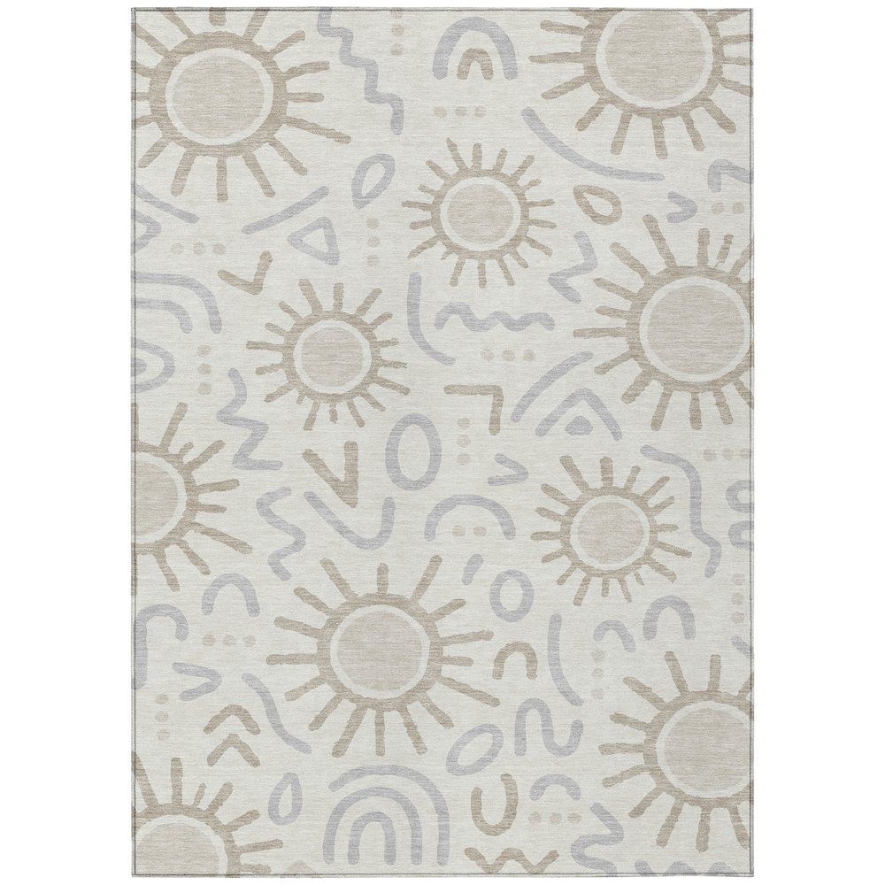 Machine Washable Indoor/Outdoor Chantille ACN2620 Ivory 3' x 5' Rug. Picture 1