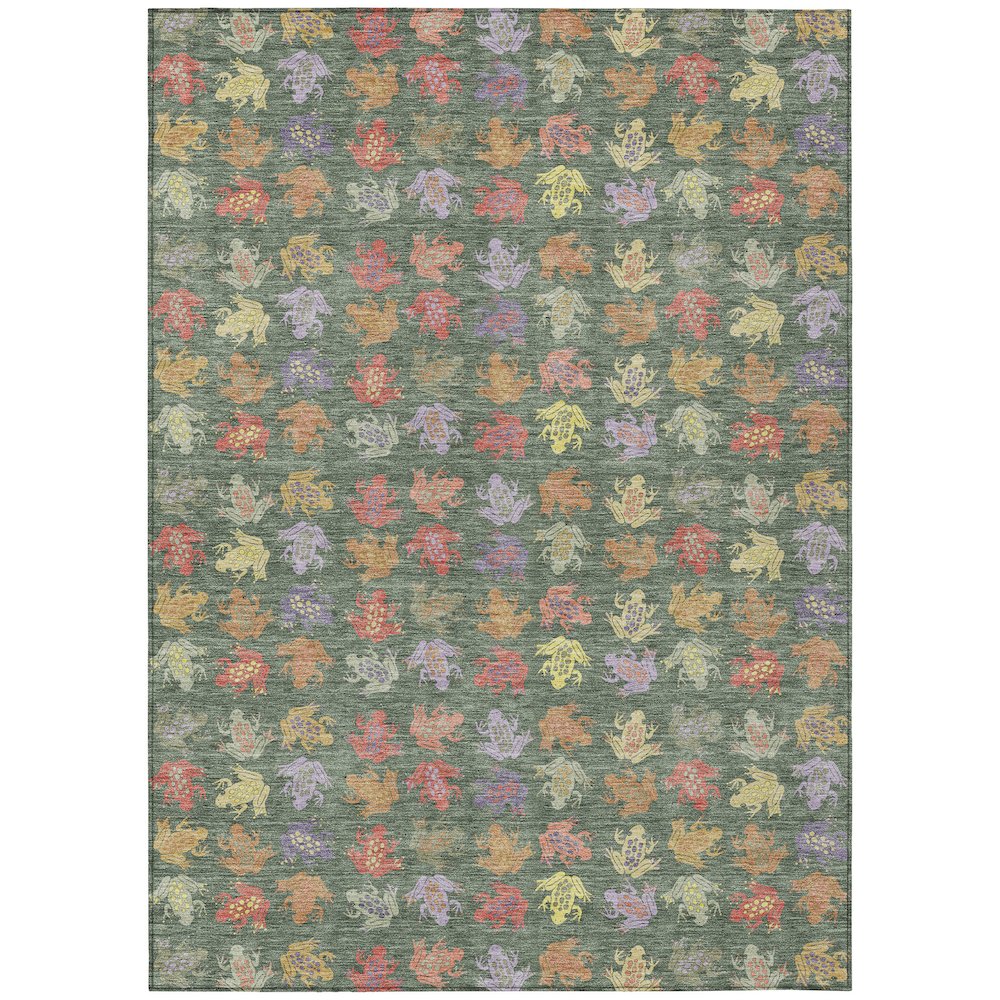 Machine Washable Indoor/Outdoor Chantille ACN2623 Green 3' x 5' Rug. Picture 1