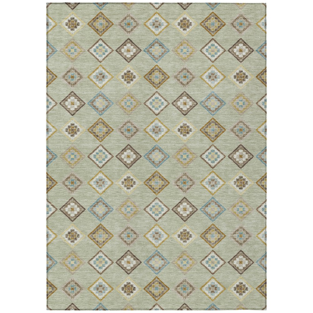 Machine Washable Indoor/Outdoor Chantille ACN2624 Green 3' x 5' Rug. Picture 1