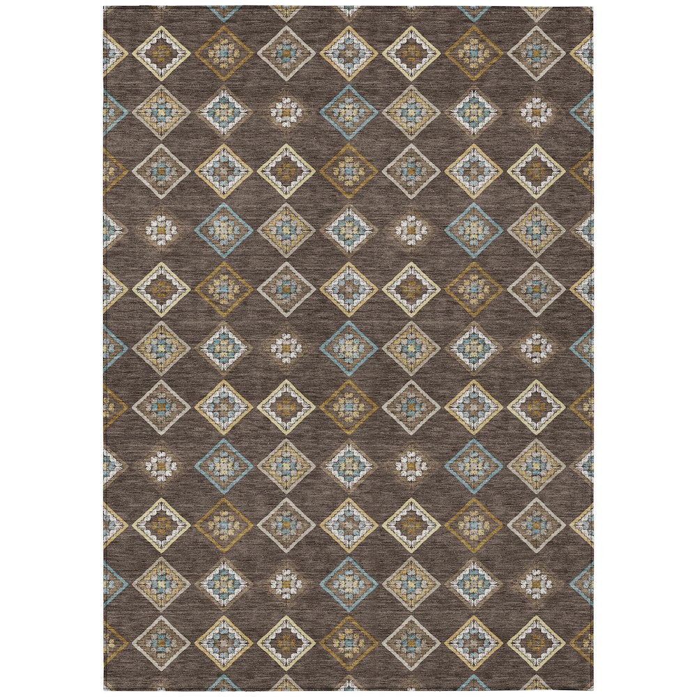 Machine Washable Indoor/Outdoor Chantille ACN2624 Brown 3' x 5' Rug. Picture 1