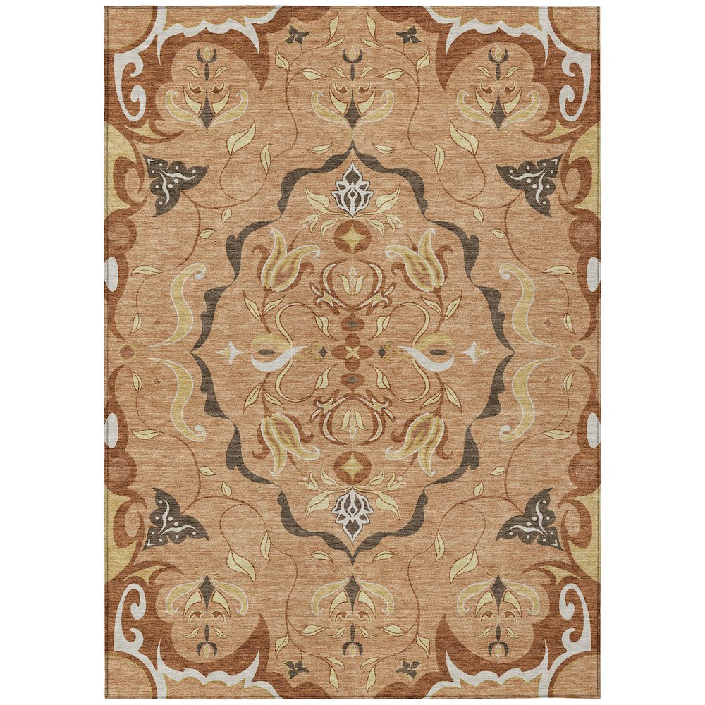 Machine Washable Indoor/Outdoor Chantille ACN2625 Orange 3' x 5' Rug. Picture 1