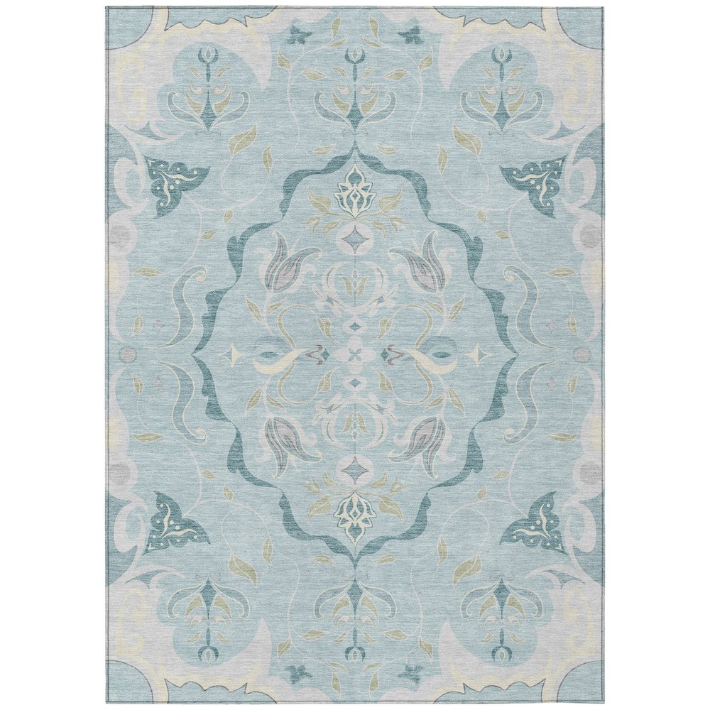Machine Washable Indoor/Outdoor Chantille ACN2625 Blue 3' x 5' Rug. Picture 1