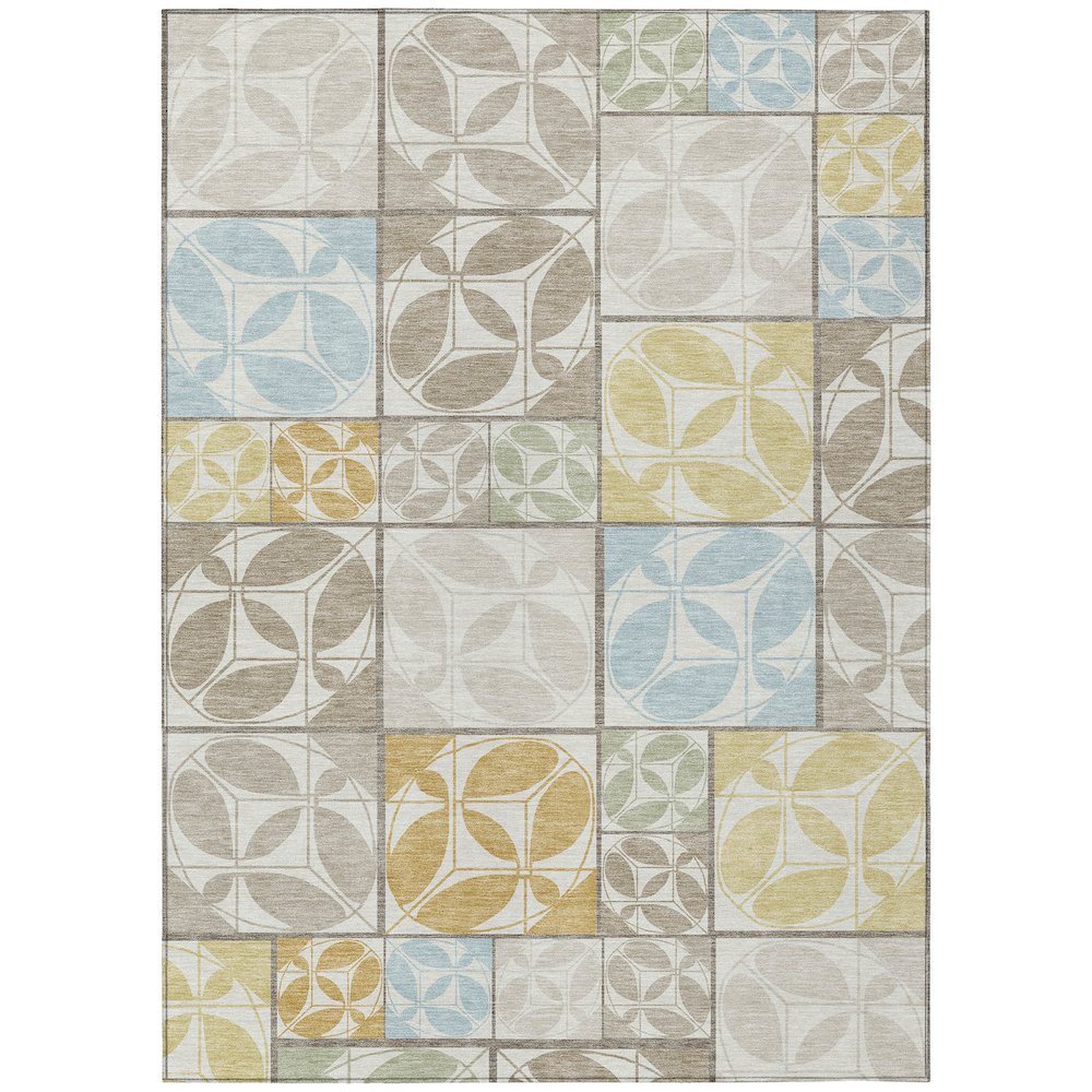 Machine Washable Indoor/Outdoor Chantille ACN2626 Ivory 3' x 5' Rug. Picture 1