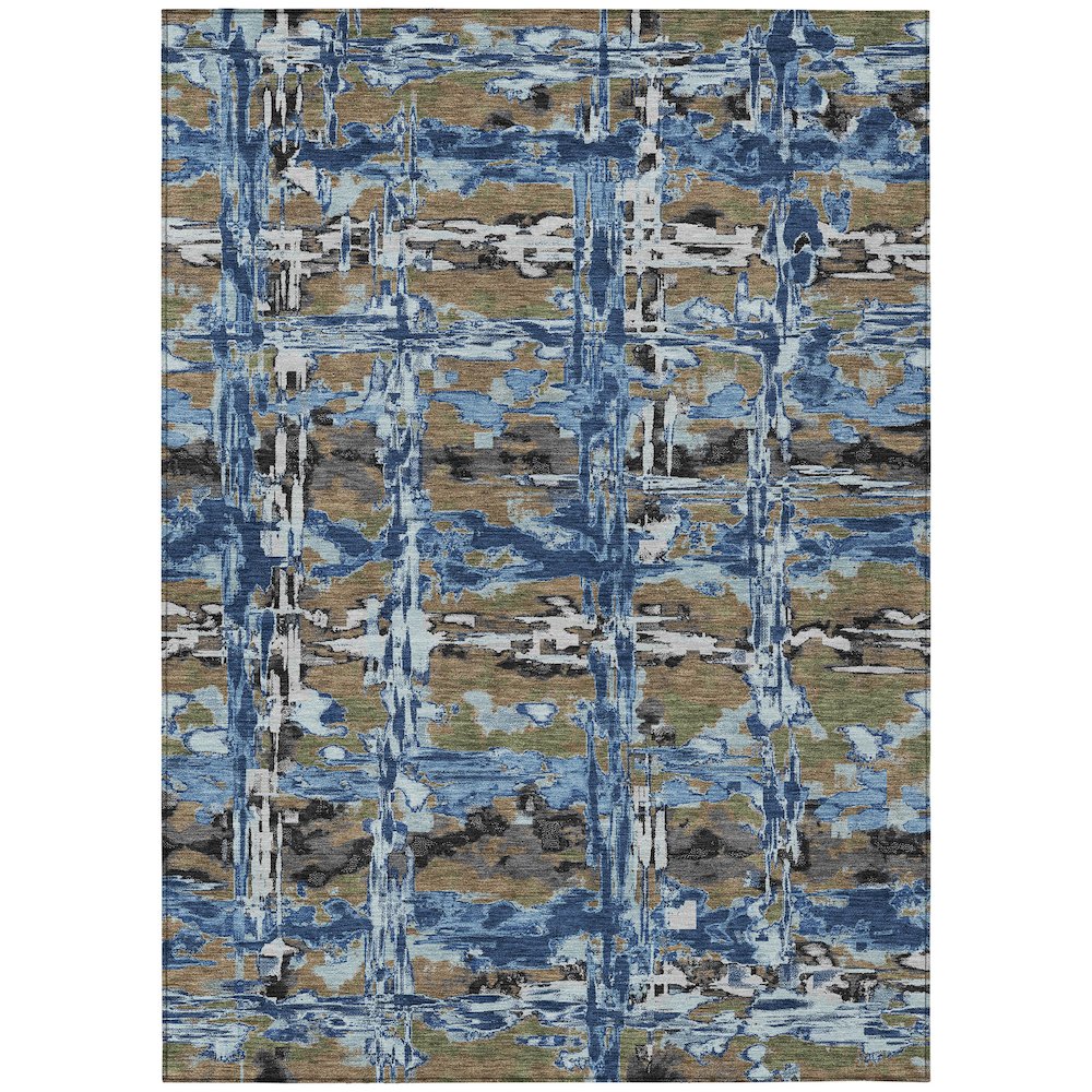 Machine Washable Indoor/Outdoor Chantille ACN2627 Blue 3' x 5' Rug. Picture 1