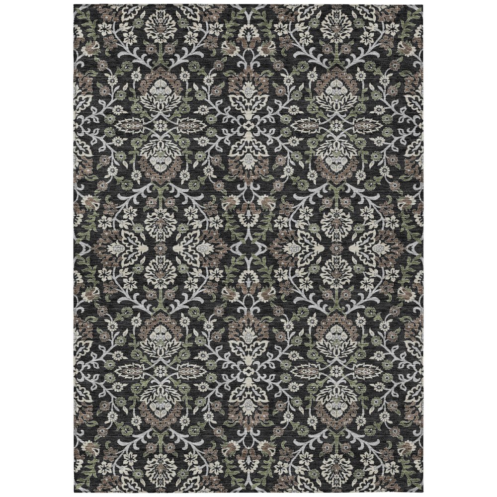 Machine Washable Indoor/Outdoor Chantille ACN2634 Black 3' x 5' Rug. Picture 1