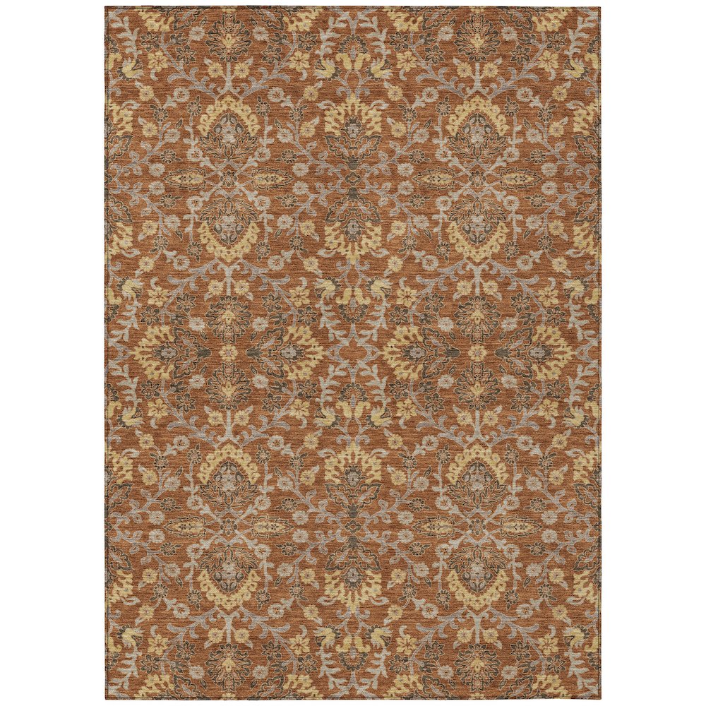 Machine Washable Indoor/Outdoor Chantille ACN2634 Orange 3' x 5' Rug. Picture 1