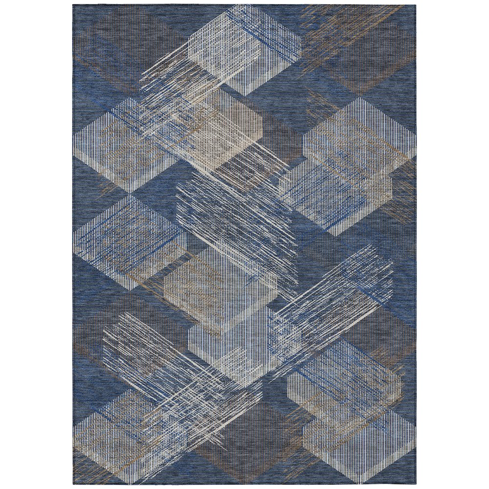 Machine Washable Indoor/Outdoor Chantille ACN2637 Blue 3' x 5' Rug. Picture 1