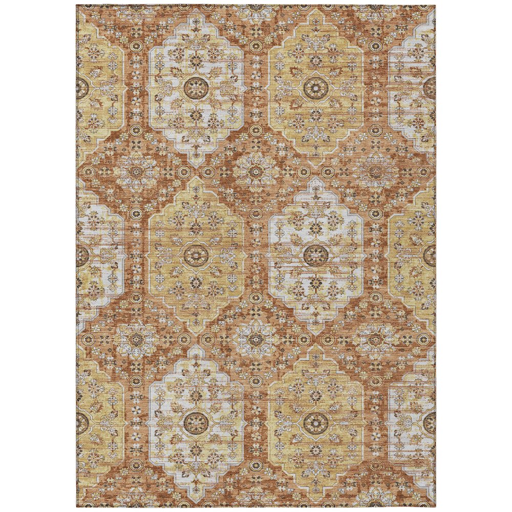 Machine Washable Indoor/Outdoor Chantille ACN2643 Orange 3' x 5' Rug. Picture 1