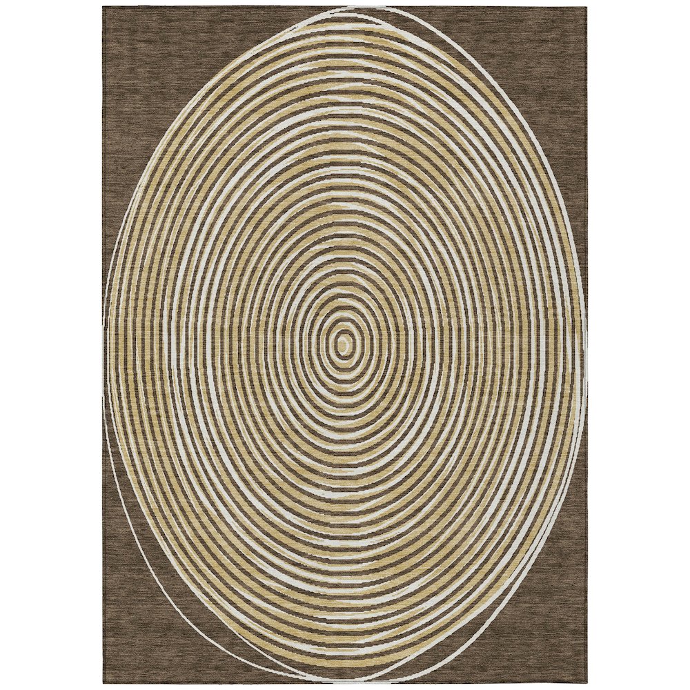 Machine Washable Indoor/Outdoor Chantille ACN2647 Brown 3' x 5' Rug. Picture 1