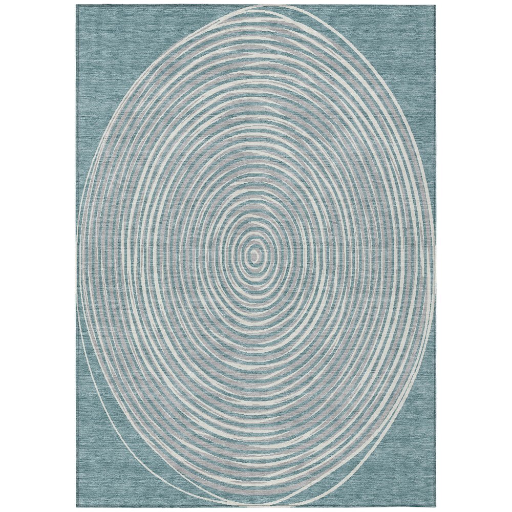 Machine Washable Indoor/Outdoor Chantille ACN2647 Teal 3' x 5' Rug. Picture 1