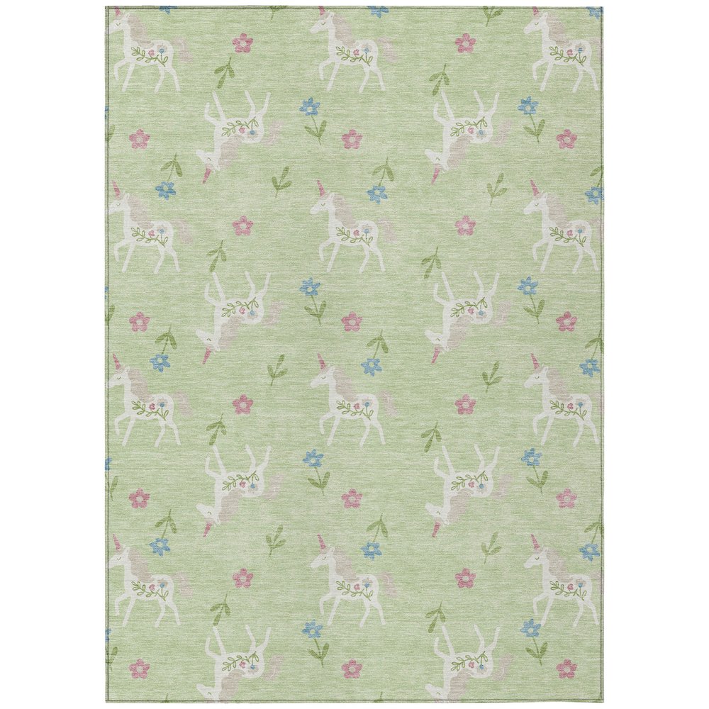 Machine Washable Indoor/Outdoor Chantille ACN2657 Green 3' x 5' Rug. Picture 1