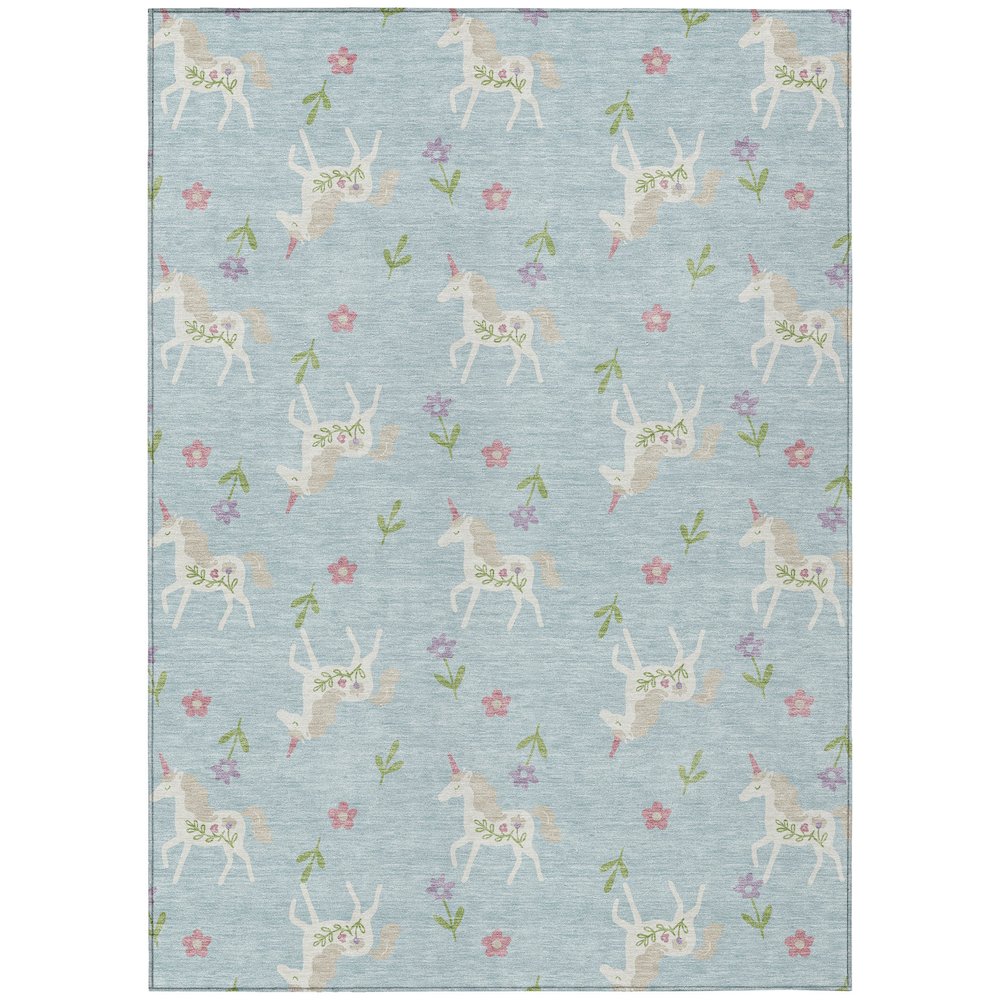 Machine Washable Indoor/Outdoor Chantille ACN2657 Blue 3' x 5' Rug. Picture 1
