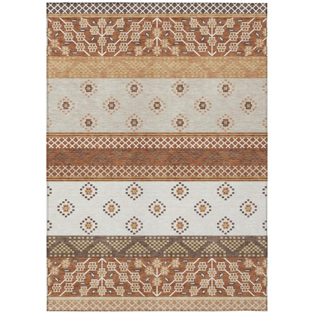 Machine Washable Indoor/Outdoor Chantille ACN2662 Orange 3' x 5' Rug. Picture 1