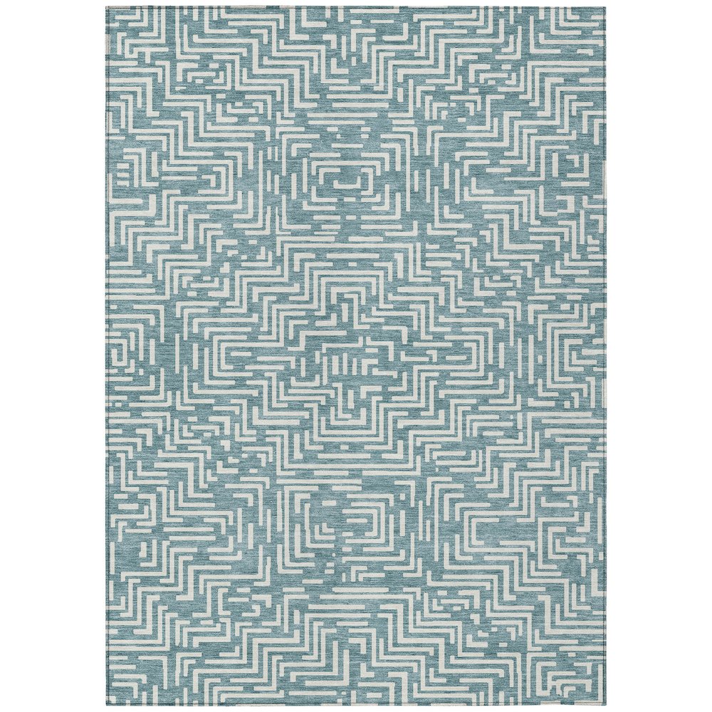 Machine Washable Indoor/Outdoor Chantille ACN2664 Teal 3' x 5' Rug. Picture 1