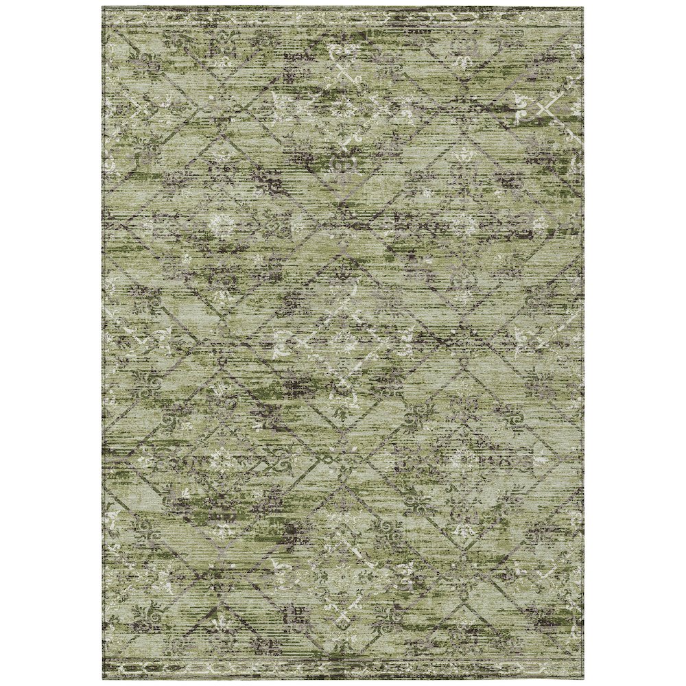 Machine Washable Indoor/Outdoor Chantille ACN2665 Green 3' x 5' Rug. Picture 1
