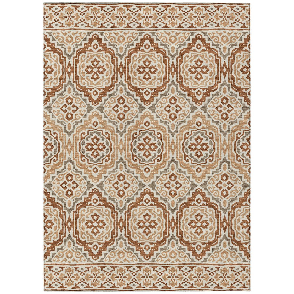 Machine Washable Indoor/Outdoor Chantille ACN2669 Orange 3' x 5' Rug. Picture 1