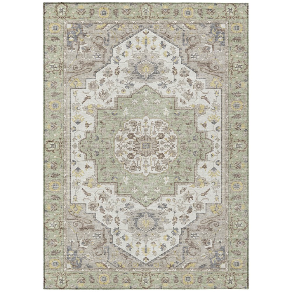 Machine Washable Indoor/Outdoor Chantille ACN2674 Green 3' x 5' Rug. Picture 1