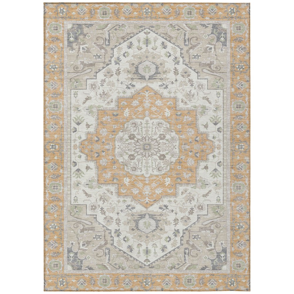 Machine Washable Indoor/Outdoor Chantille ACN2674 Orange 3' x 5' Rug. Picture 1