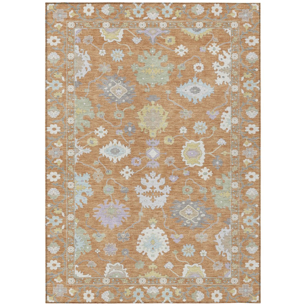Machine Washable Indoor/Outdoor Chantille ACN2675 Orange 3' x 5' Rug. Picture 1