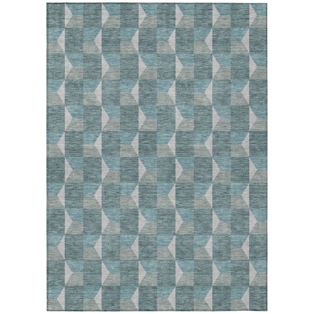 Machine Washable Indoor/Outdoor Chantille ACN2680 Teal 3' x 5' Rug. Picture 1