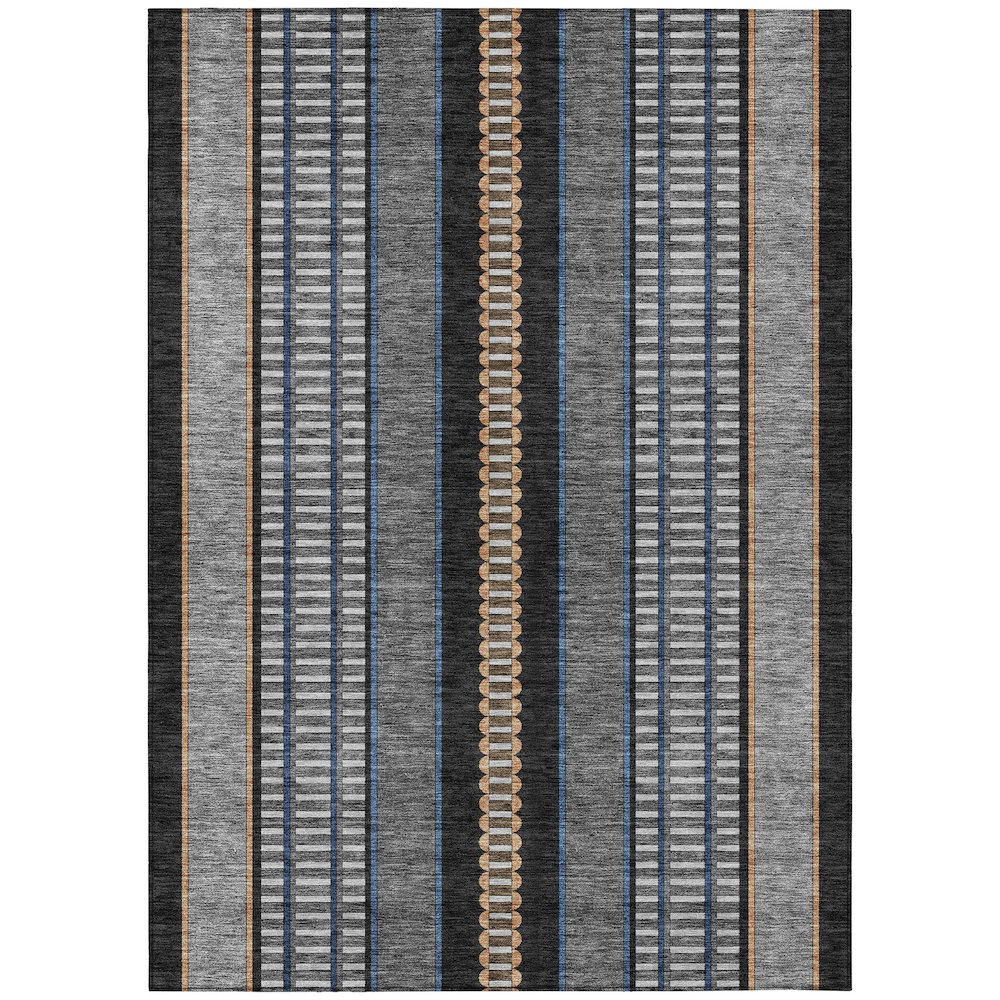 Machine Washable Indoor/Outdoor Chantille ACN2681 Black 3' x 5' Rug. Picture 1