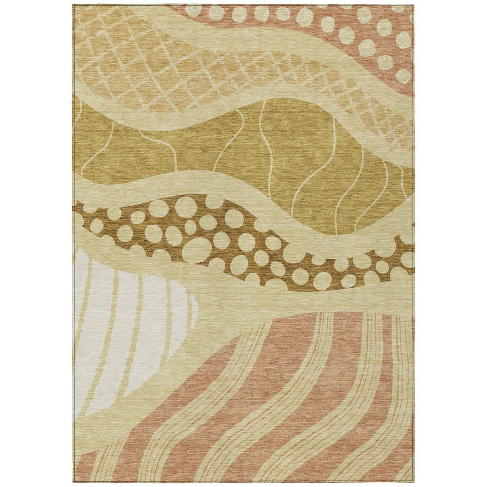 Machine Washable Indoor/Outdoor Chantille ACN2689 Gold 3' x 5' Rug. Picture 1