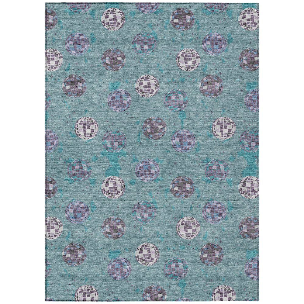 Machine Washable Indoor/Outdoor Chantille ACN2690 Teal 3' x 5' Rug. Picture 1