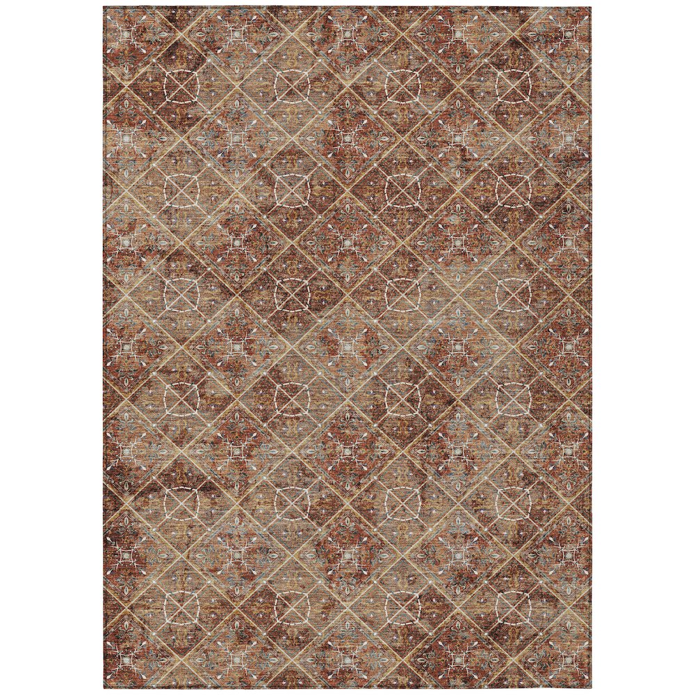 Machine Washable Indoor/Outdoor Chantille ACN2692 Orange 3' x 5' Rug. Picture 1