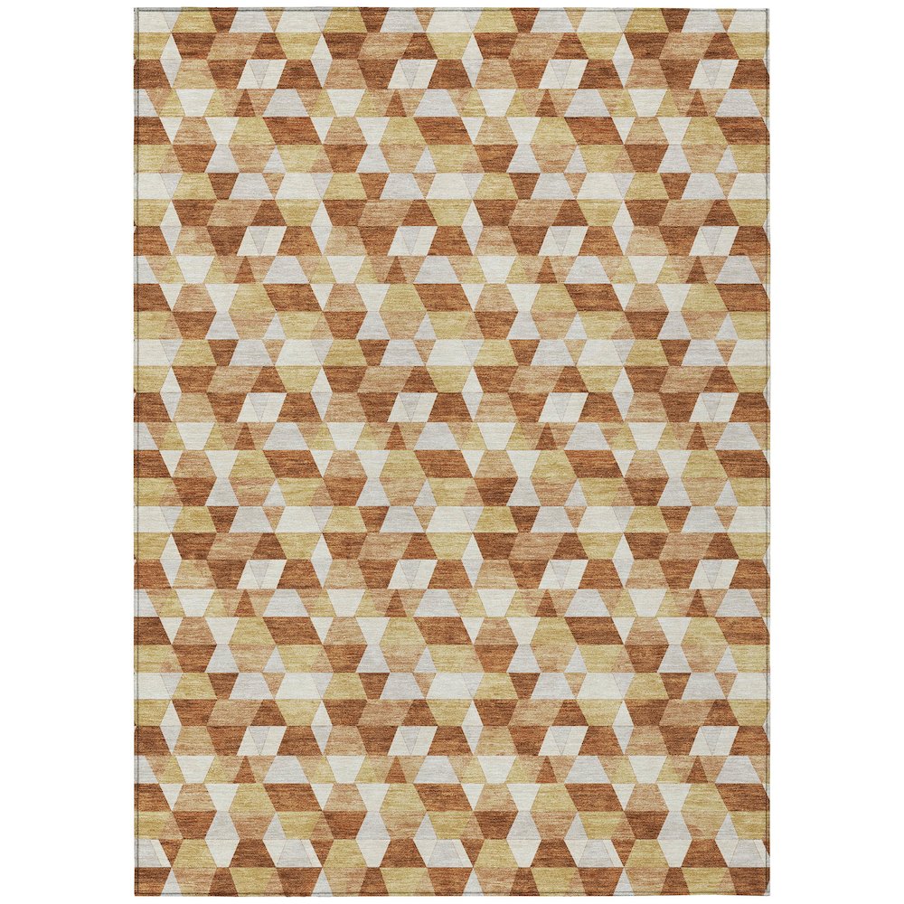 Machine Washable Indoor/Outdoor Chantille ACN2694 Orange 3' x 5' Rug. Picture 1