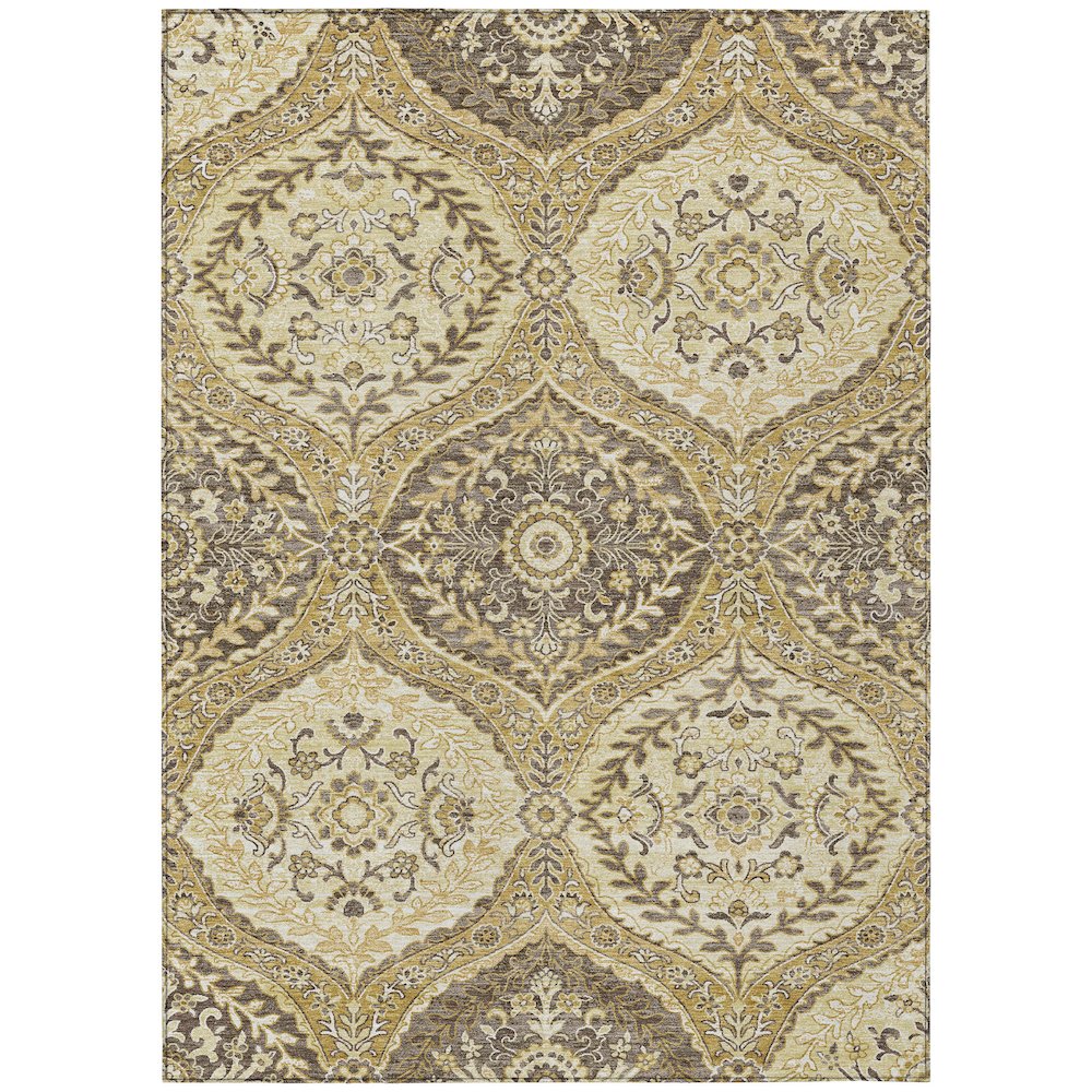 Machine Washable Indoor/Outdoor Chantille ACN2698 Gold 3' x 5' Rug. Picture 1