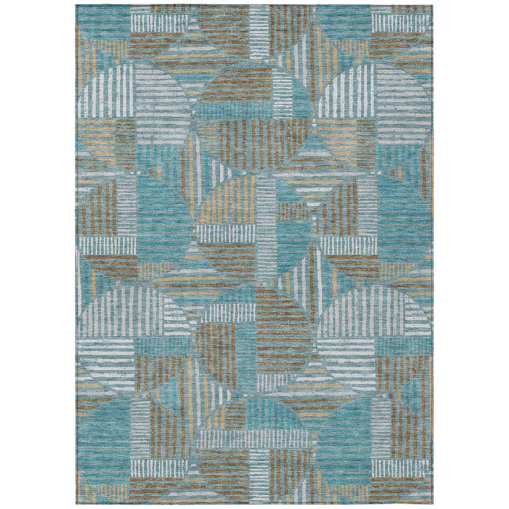 Machine Washable Indoor/Outdoor Chantille ACN2700 Teal 3' x 5' Rug. Picture 1