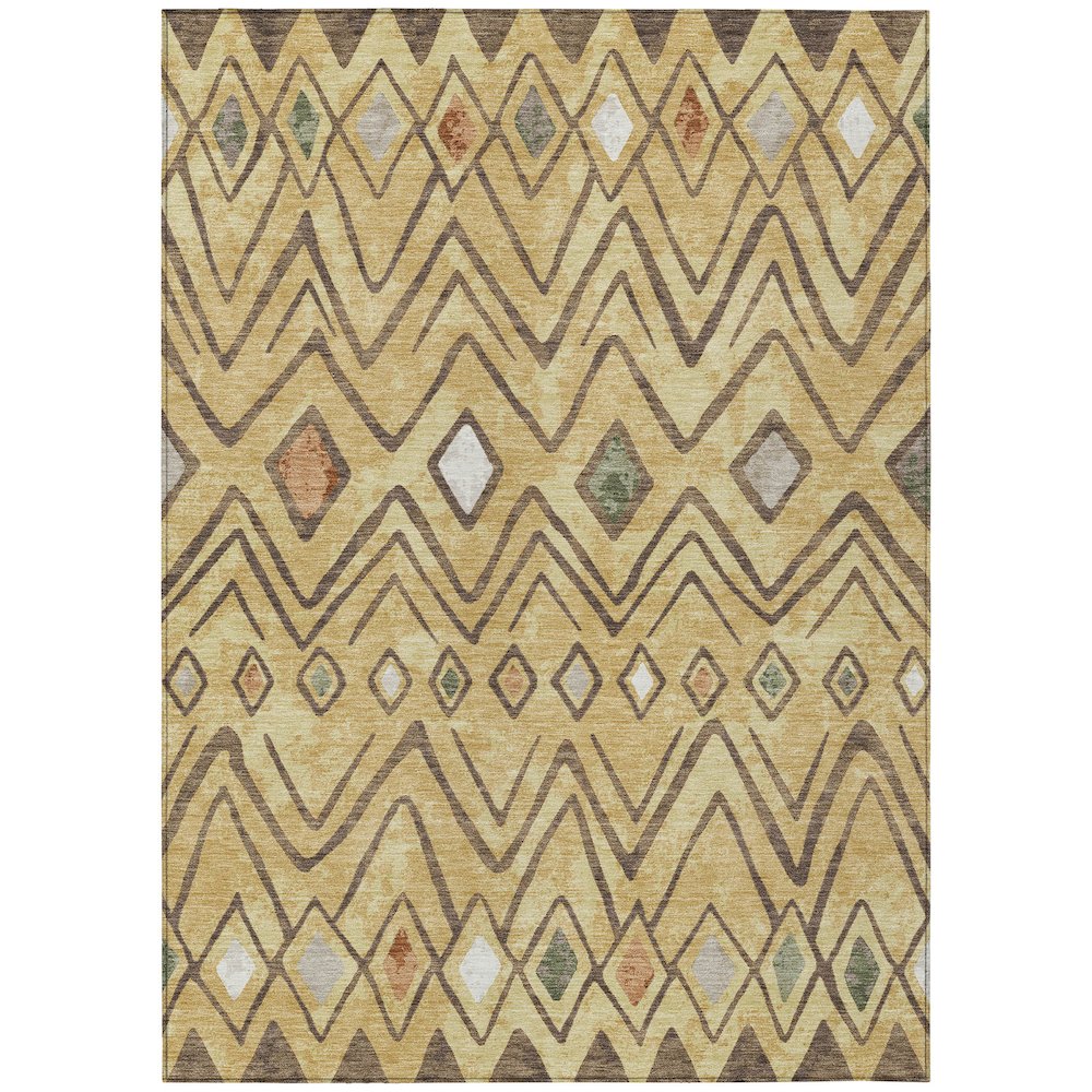 Machine Washable Indoor/Outdoor Chantille ACN2702 Gold 3' x 5' Rug. Picture 1