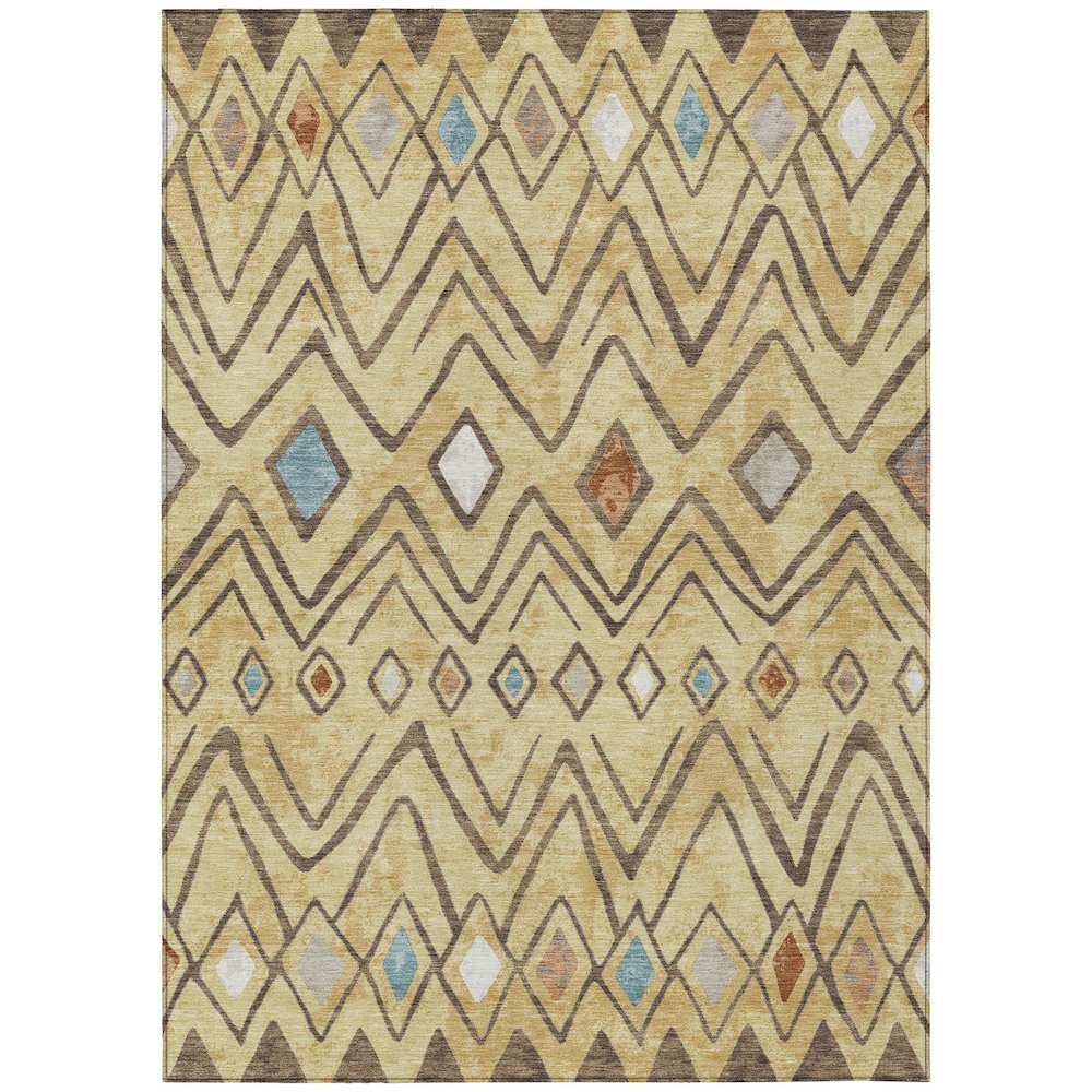 Machine Washable Indoor/Outdoor Chantille ACN2702 Gold 3' x 5' Rug. Picture 1