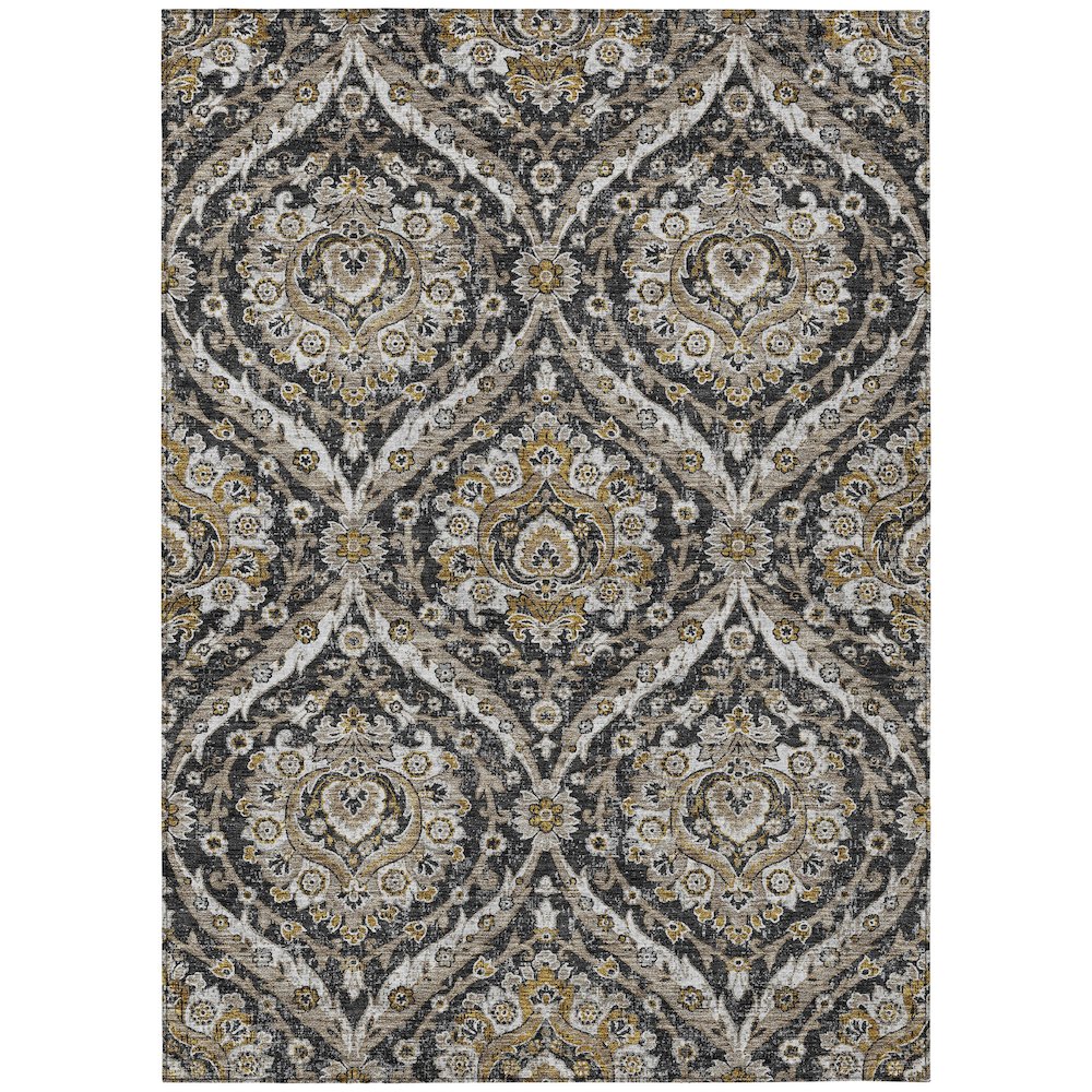 Machine Washable Indoor/Outdoor Chantille ACN2703 Black 3' x 5' Rug. Picture 1