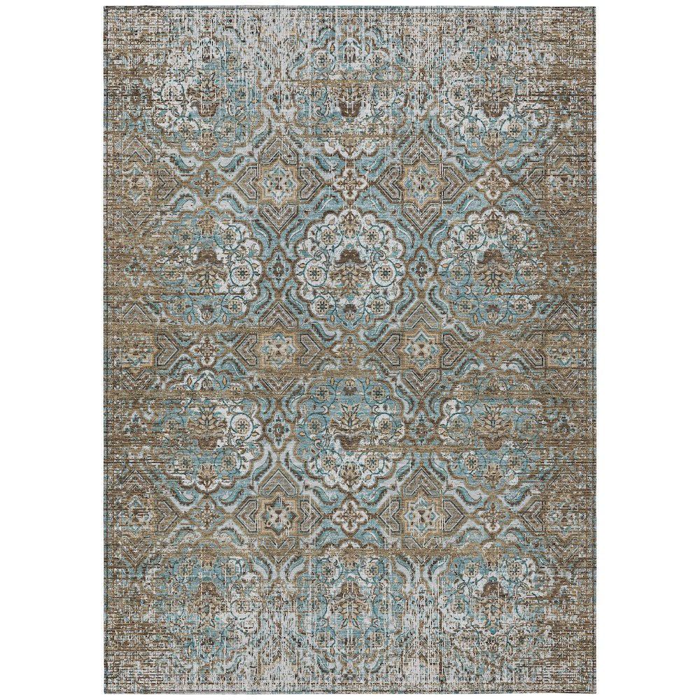 Machine Washable Indoor/Outdoor Chantille ACN2706 Teal 3' x 5' Rug. Picture 1