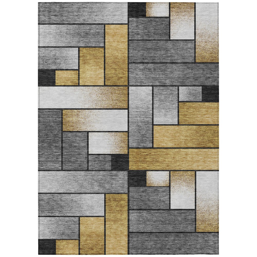 Machine Washable Indoor/Outdoor Chantille ACN2709 Black 3' x 5' Rug. Picture 1