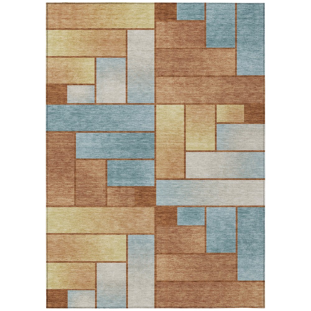 Machine Washable Indoor/Outdoor Chantille ACN2709 Orange 3' x 5' Rug. Picture 1