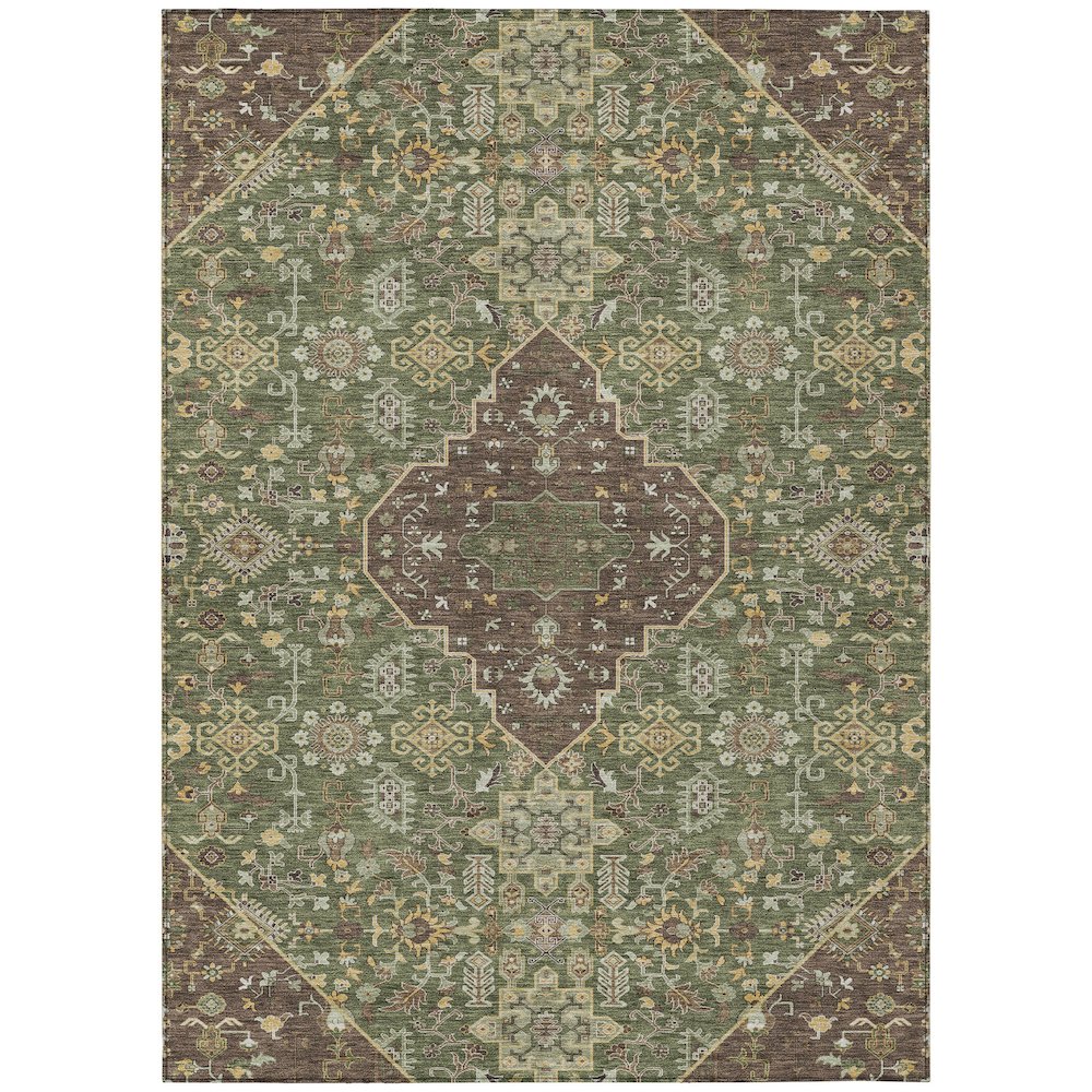 Machine Washable Indoor/Outdoor Chantille ACN2714 Green 3' x 5' Rug. Picture 1