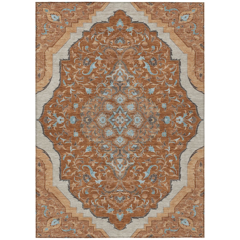 Machine Washable Indoor/Outdoor Chantille ACN2715 Orange 3' x 5' Rug. Picture 1