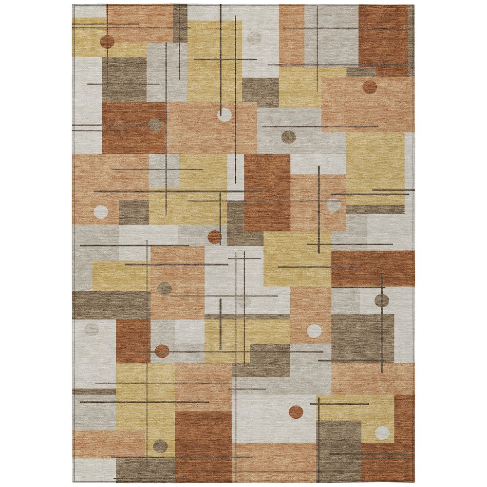 Machine Washable Indoor/Outdoor Chantille ACN2716 Orange 3' x 5' Rug. Picture 1