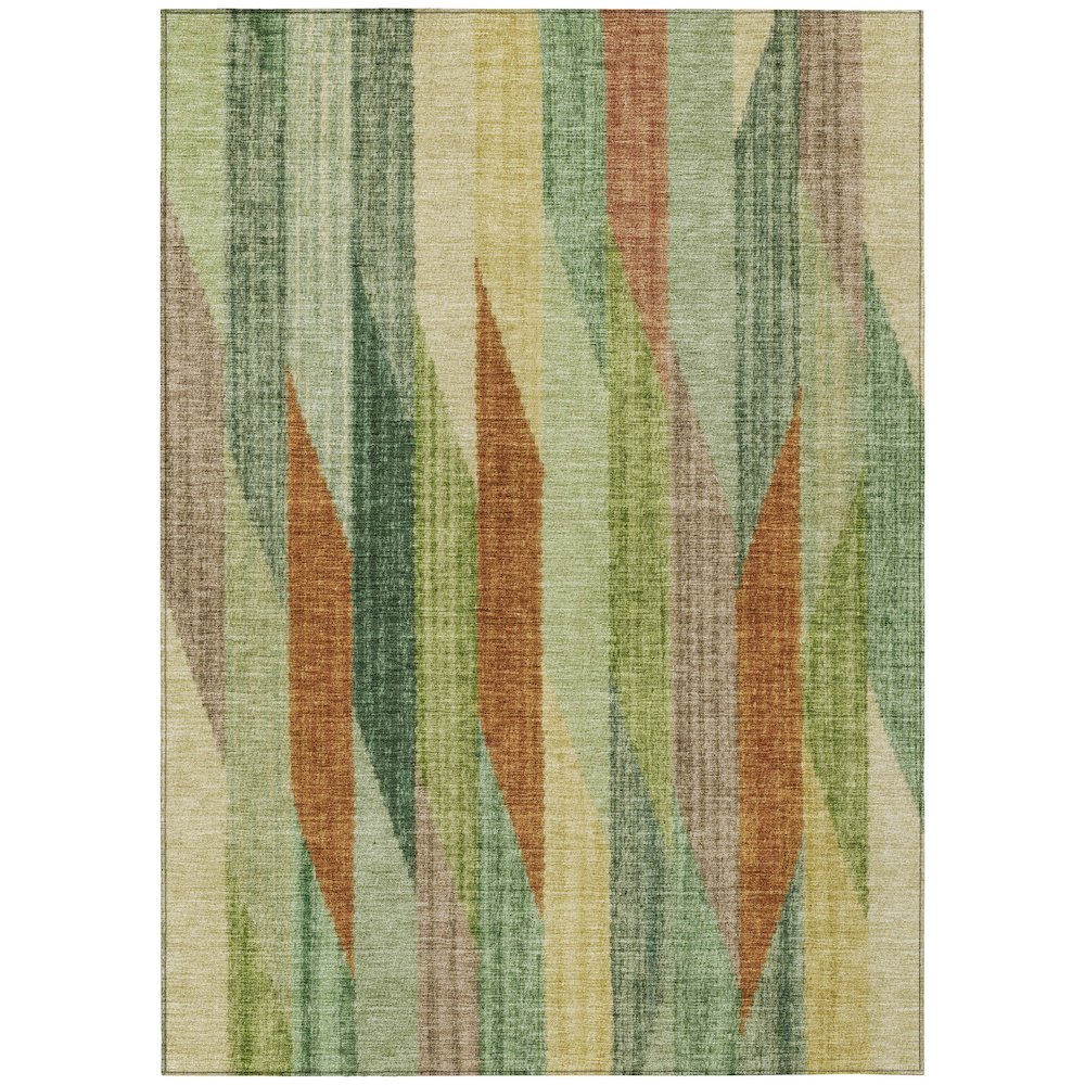 Machine Washable Indoor/Outdoor Chantille ACN2720 Green 5' x 7'6" Rug. Picture 1