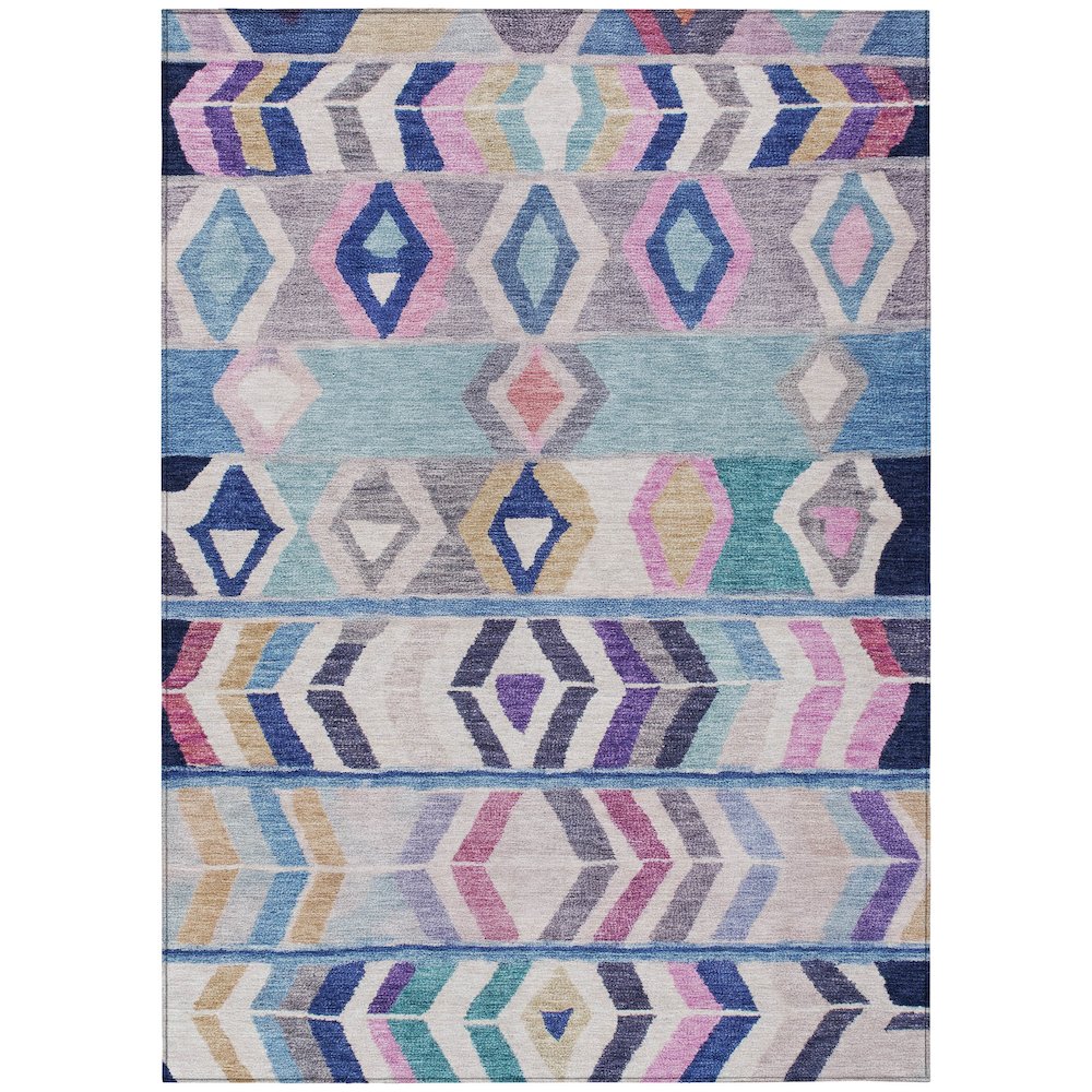 Machine Washable Indoor/Outdoor Chantille ACN2721 Blue 5' x 7'6" Rug. Picture 1