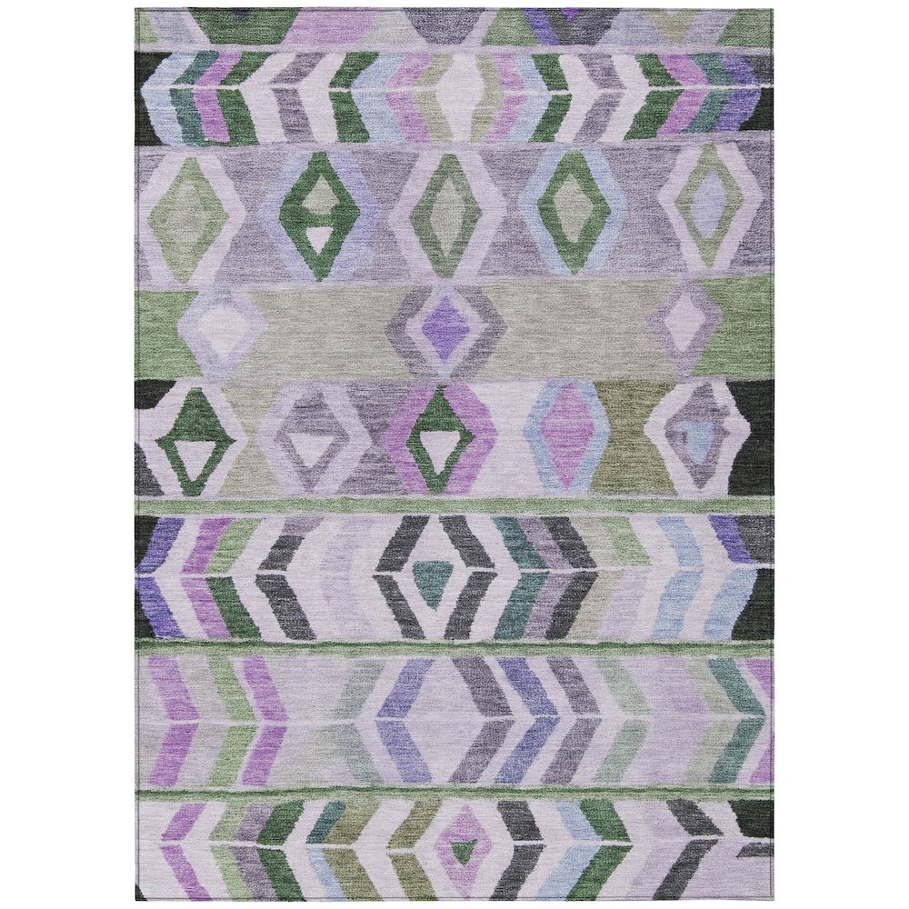 Machine Washable Indoor/Outdoor Chantille ACN2721 Green 5' x 7'6" Rug. Picture 1