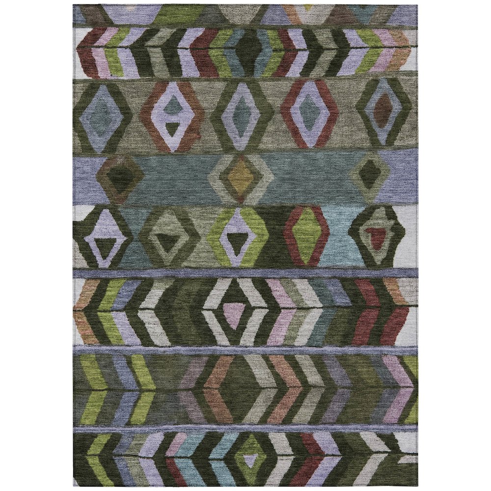 Machine Washable Indoor/Outdoor Chantille ACN2721 Green 5' x 7'6" Rug. Picture 1