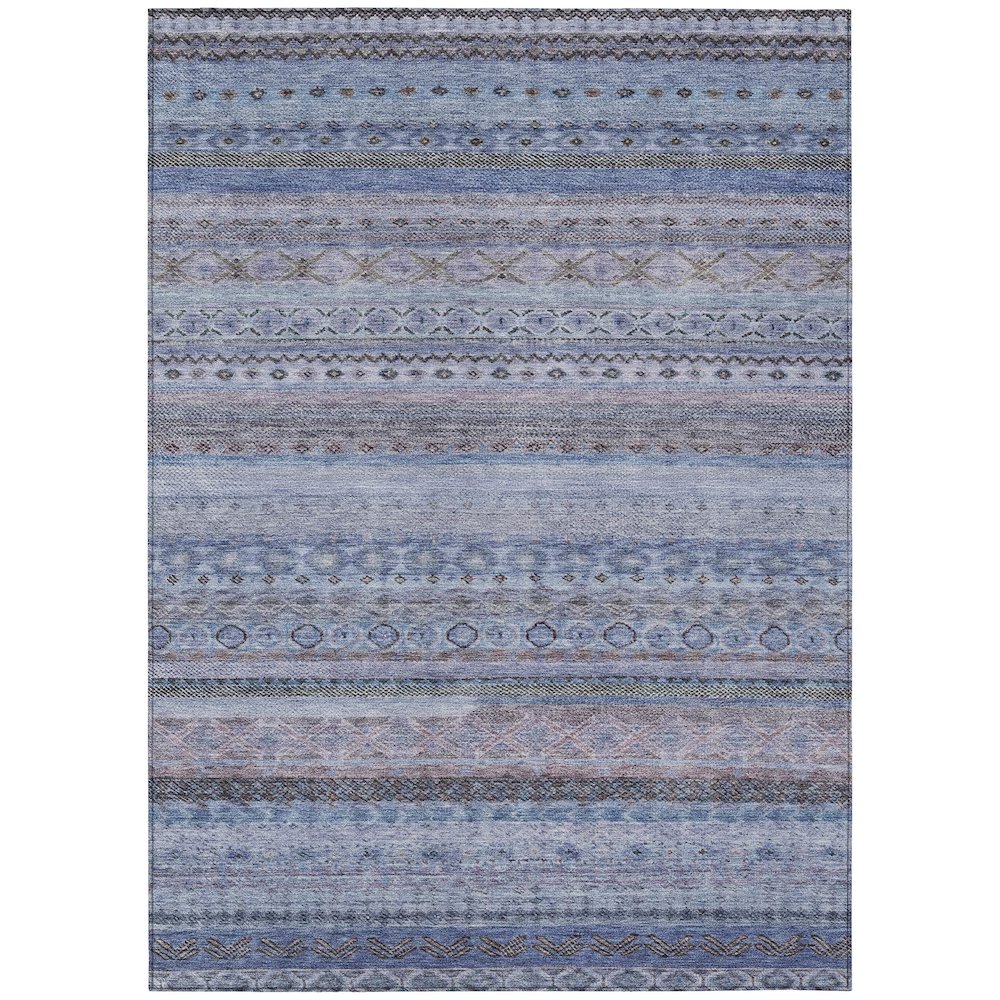 Machine Washable Indoor/Outdoor Chantille ACN2722 Blue 5' x 7'6" Rug. Picture 1