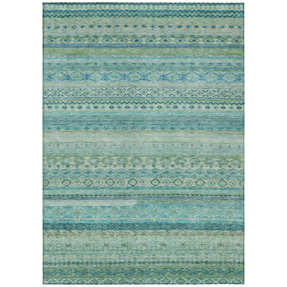 Machine Washable Indoor/Outdoor Chantille ACN2722 Teal 5' x 7'6" Rug. Picture 1