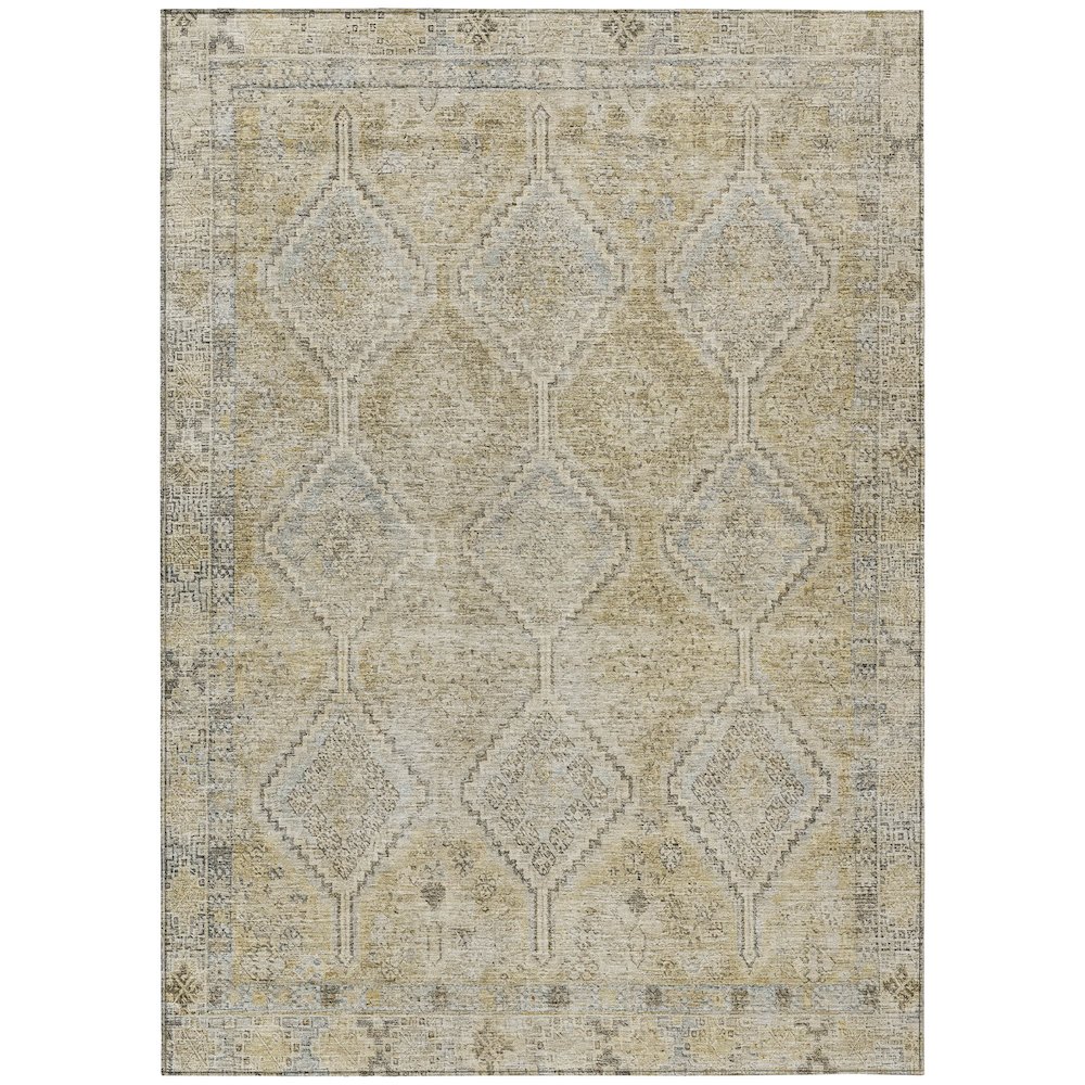 Machine Washable Indoor/Outdoor Chantille ACN2727 Gold 5' x 7'6" Rug. Picture 1