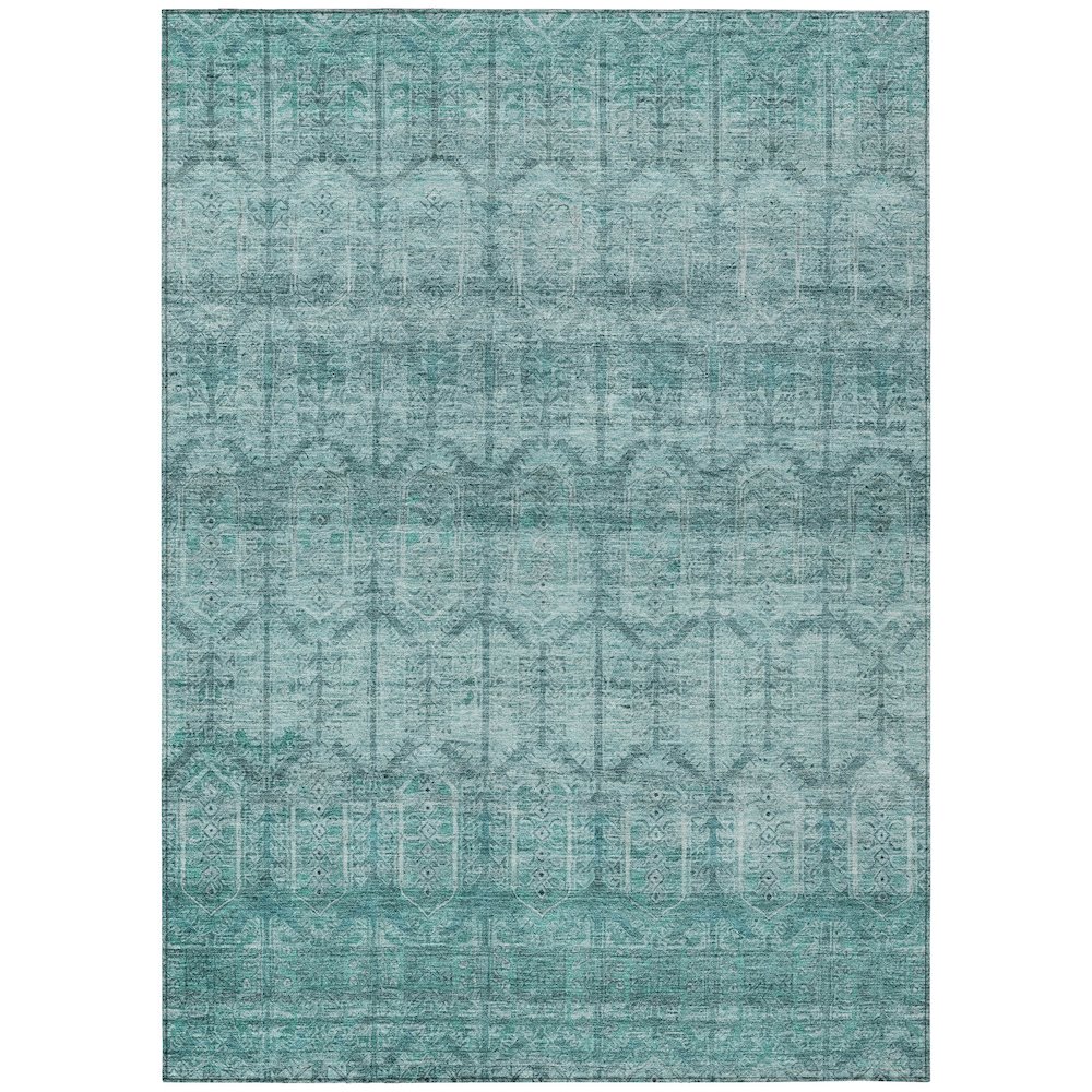 Machine Washable Indoor/Outdoor Chantille ACN2728 Teal 5' x 7'6" Rug. Picture 1